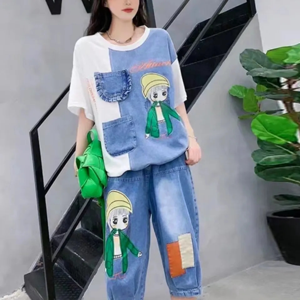 Summer Clothing Cartoon - Plus Size Cartoon Letter Printed Short