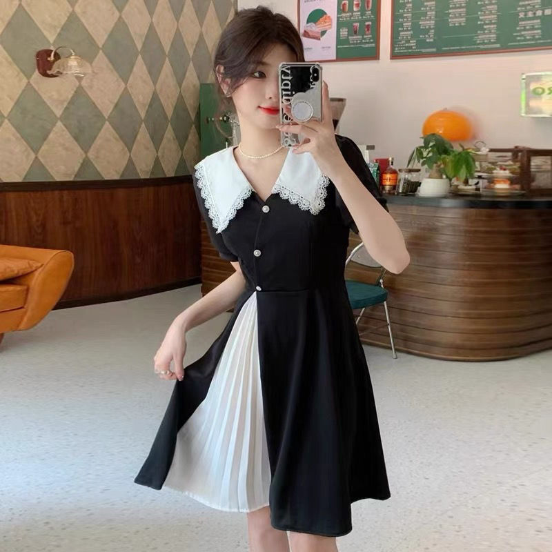 Summer Clothing Cheap - Black White Splicing Integrated Dresses for