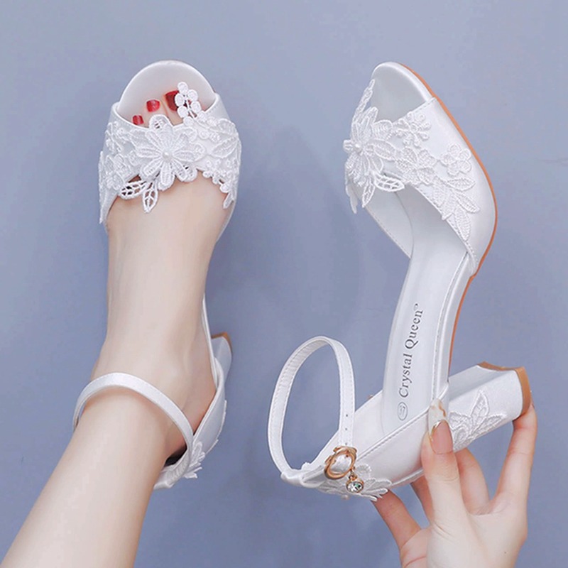 Summer Clothing Ladies - Women White Silk High Heels Summer