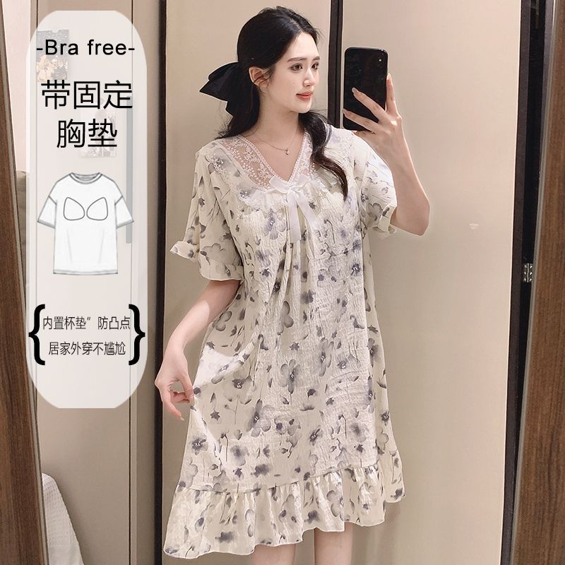 Summer Clothing For Plus Size Women - Plus Size Sweet Floral Print Nightgown