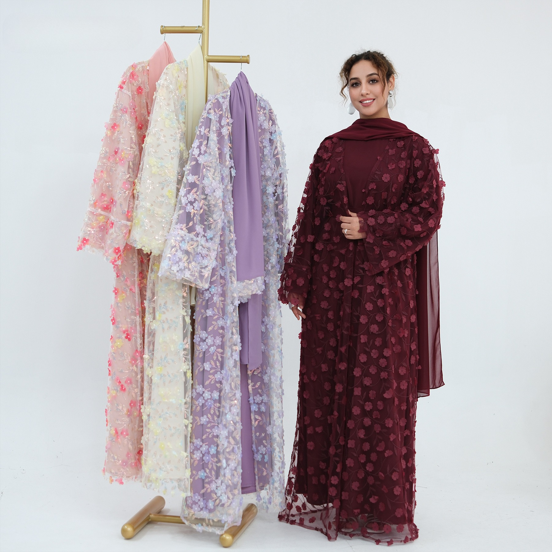 Summer Clothing Hijab - 2026 Luxury Abaya EID 3D Floral