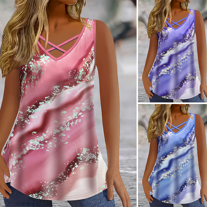 Summer Clothing For Plus Size Women - Plus Size Marble Print Tank Top
