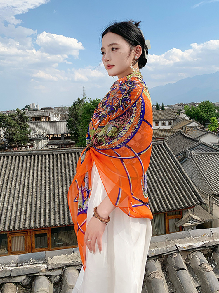 New Elegant Women Silk Scarf V - Sarong Pareo Wrap avis et prix