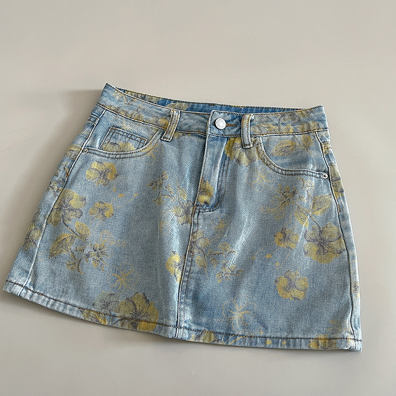 Elegant Women Denim Skirt Yell - Soft Summer Yellow Clothing avis et prix