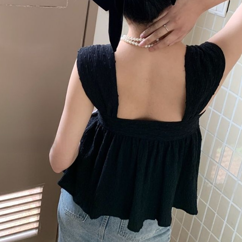 Sleeveless Blouses Women Backl - Crop Blouse Linen avis et prix