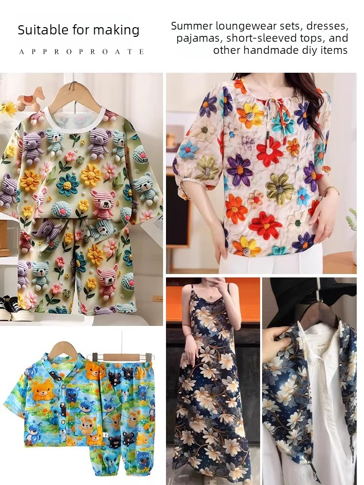3D Printed Flower Rayon Fabric - Soft Summer Yellow Clothing avis et prix