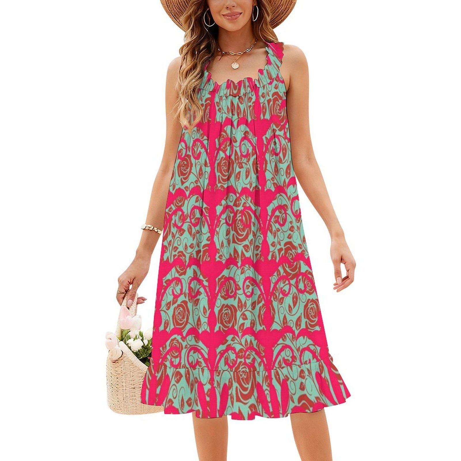 Floral Pattern Boho Chic Dress - Summer Clothing For A Beach avis et prix