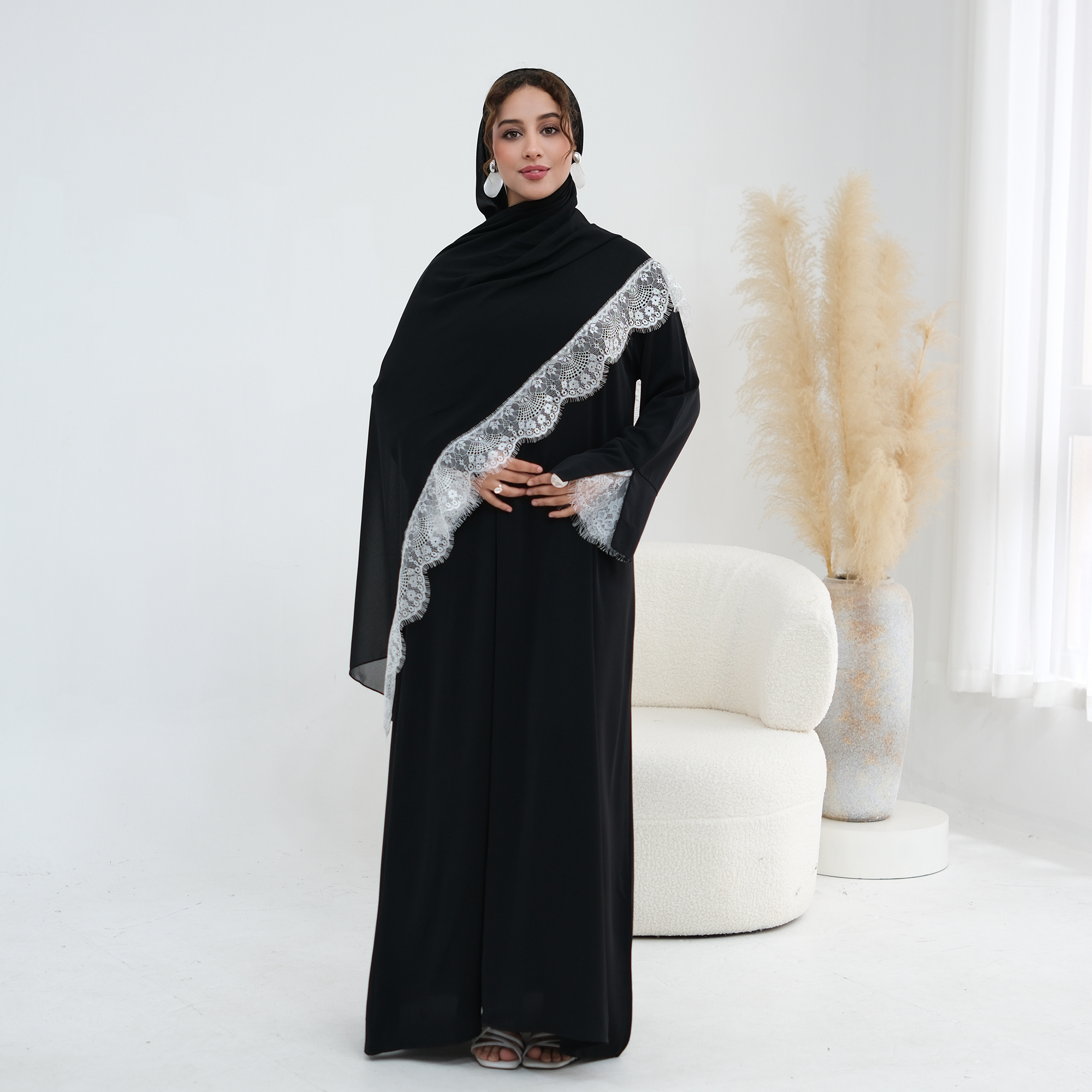 Delicate Lace Trim Regular-Fit - Summer Clothing Hijab avis et prix