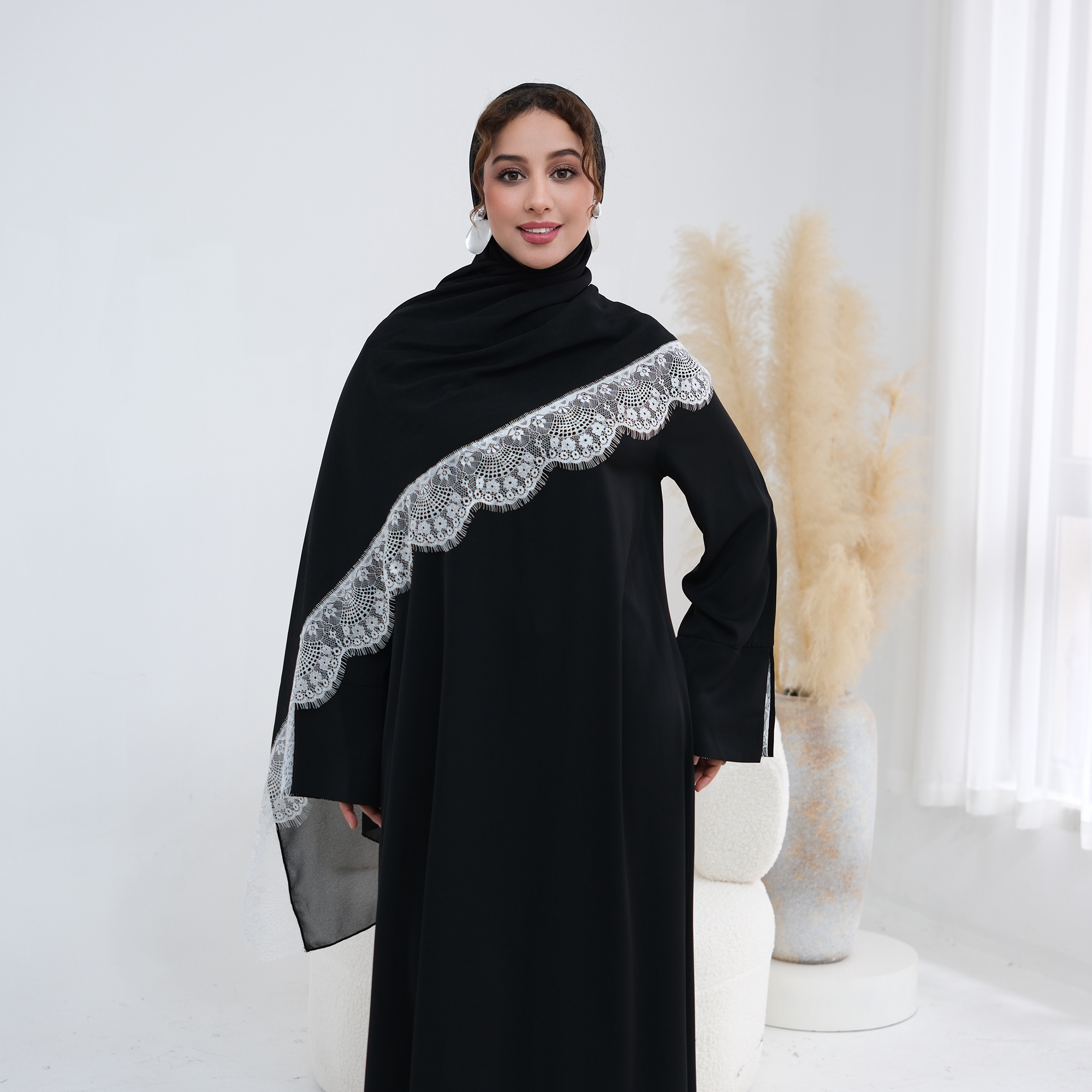 Delicate Lace Trim Regular-Fit - Summer Clothing Hijab avis et prix