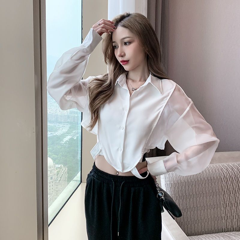 Shirts Women Retro Chic Patchw - Crop Blouse Linen avis et prix