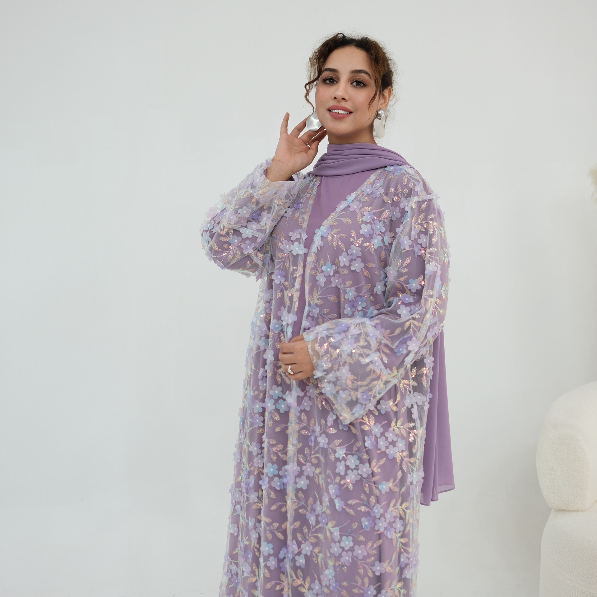 2026 Luxury Abaya EID 3D Flora - Summer Clothing Hijab avis et prix