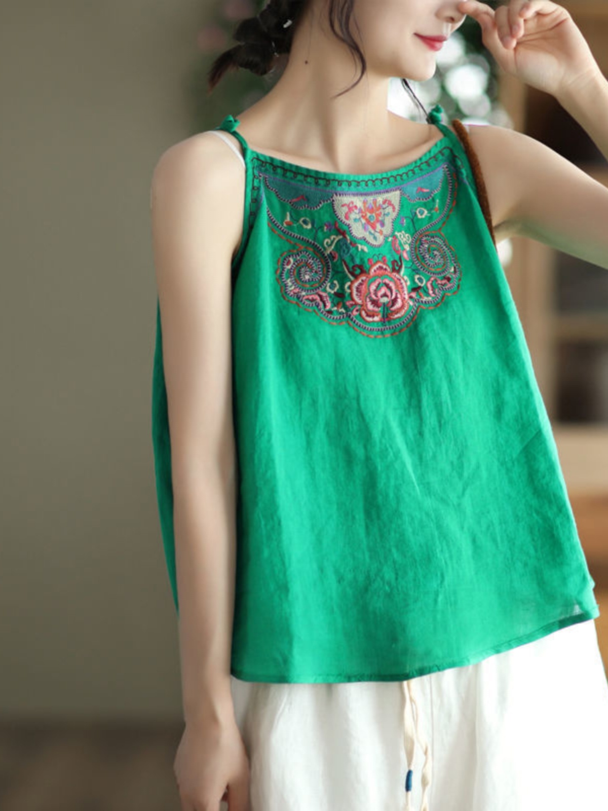 Women's Cotton Linen Crop Top  - Crop Blouse Linen avis et prix