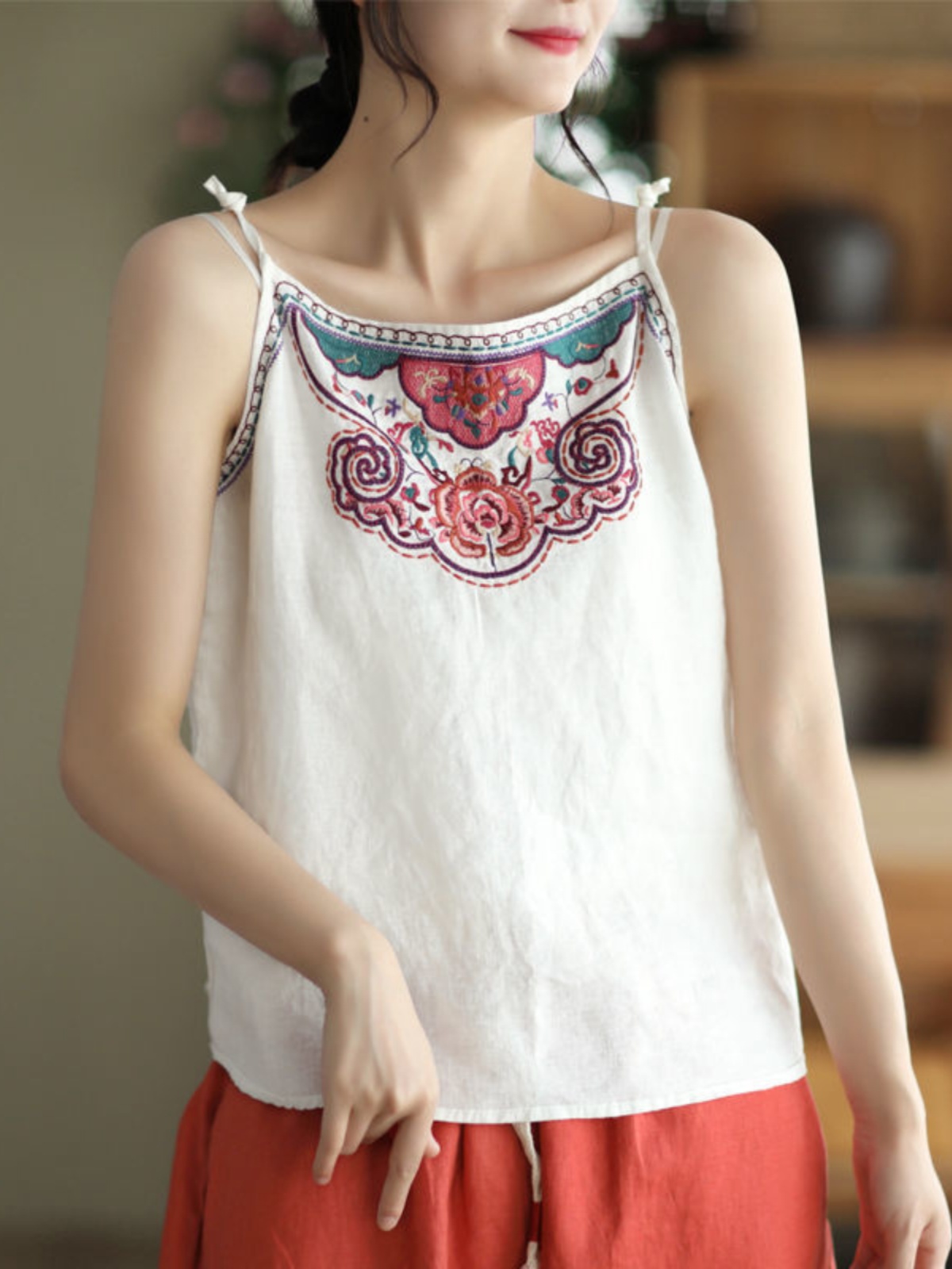 Women's Cotton Linen Crop Top  - Crop Blouse Linen avis et prix