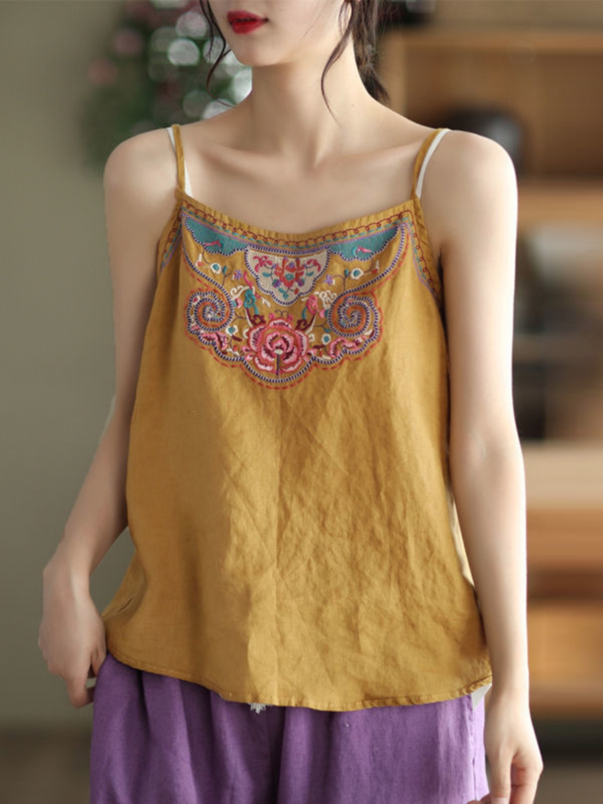 Women's Cotton Linen Crop Top  - Crop Blouse Linen avis et prix