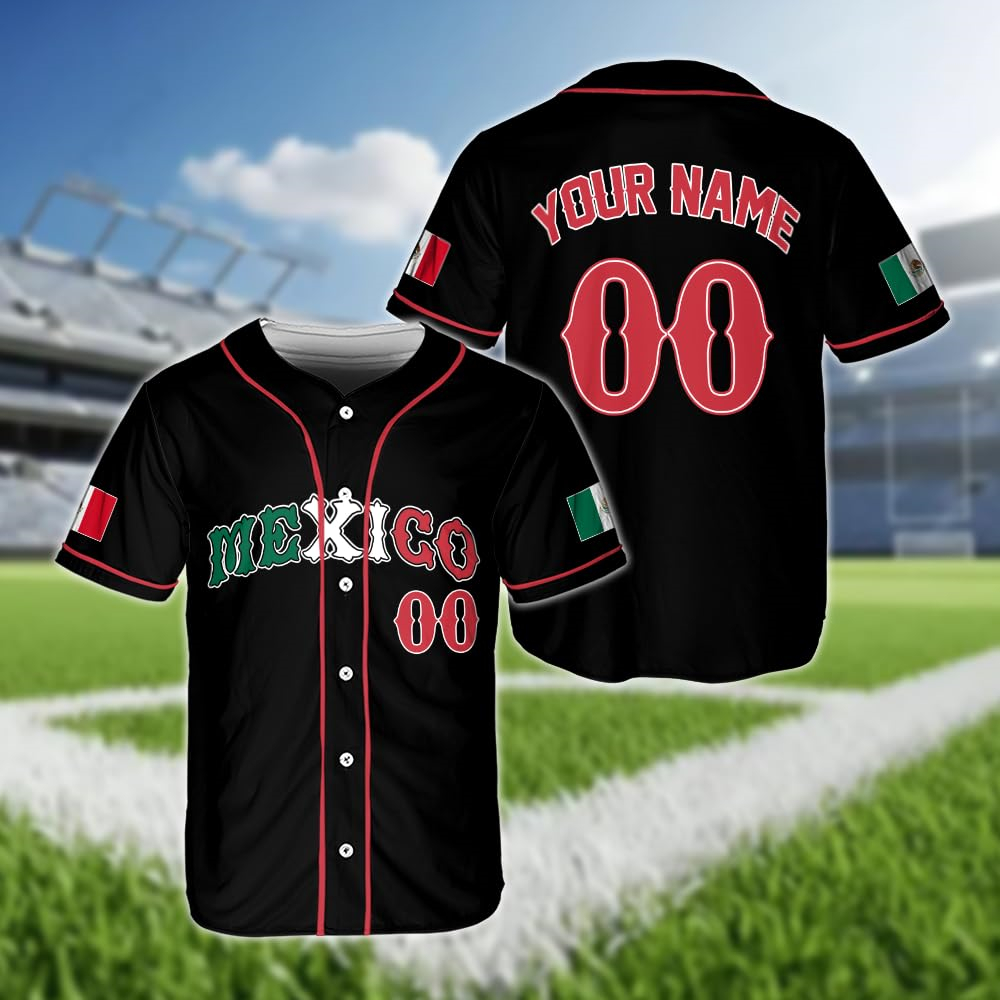 Hot Mexican Flag Baseball Jers - Summer Clothing Name avis et prix