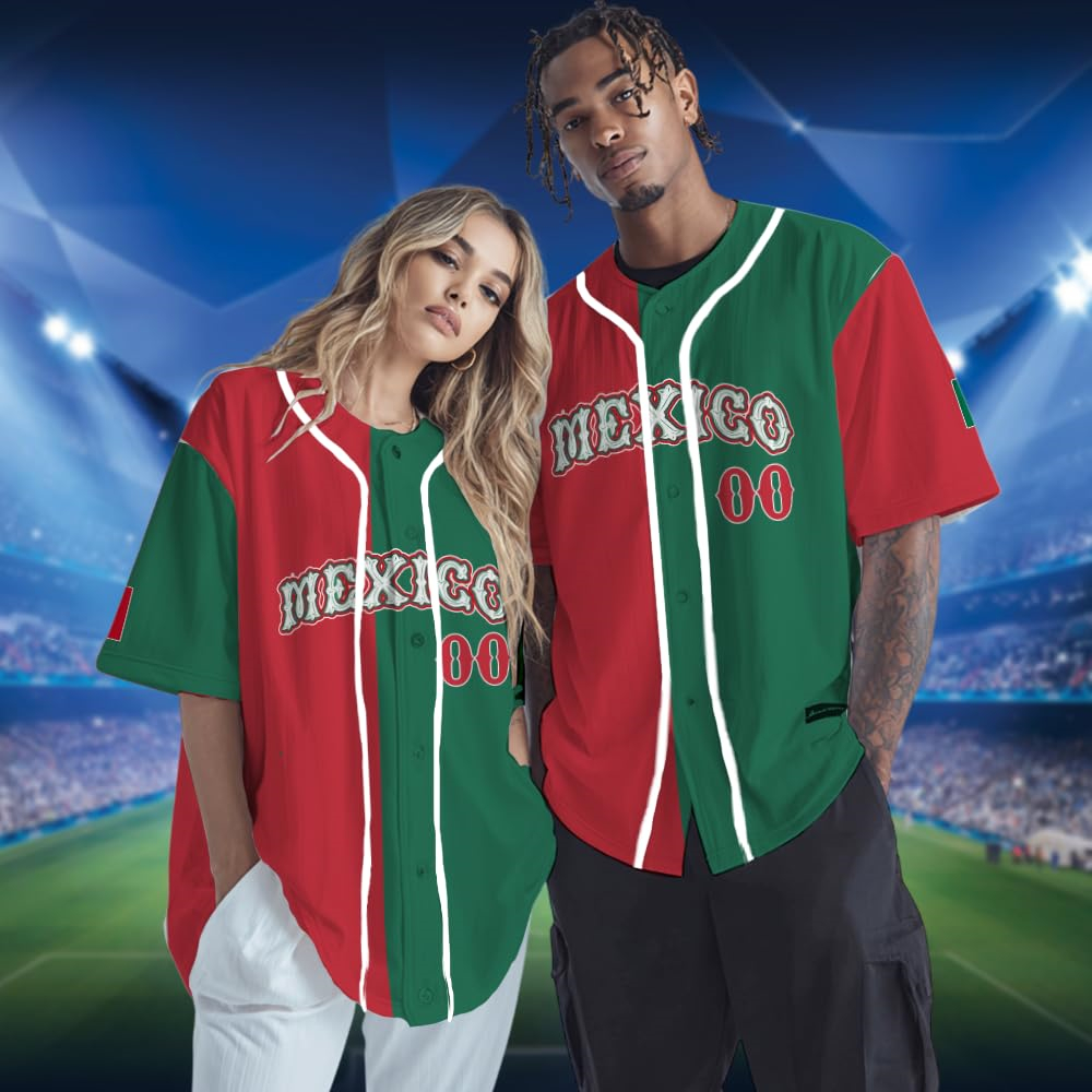 Hot Mexican Flag Baseball Jers - Summer Clothing Name avis et prix