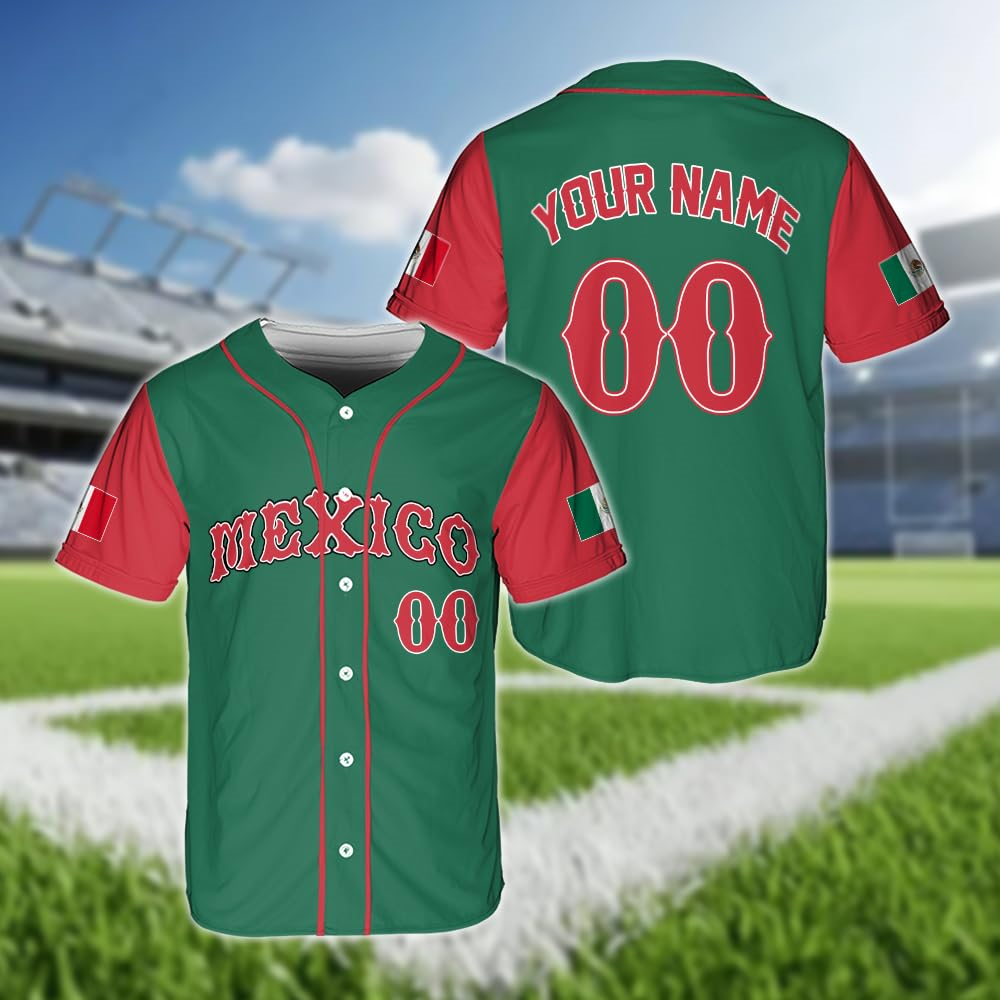 Hot Mexican Flag Baseball Jers - Summer Clothing Name avis et prix
