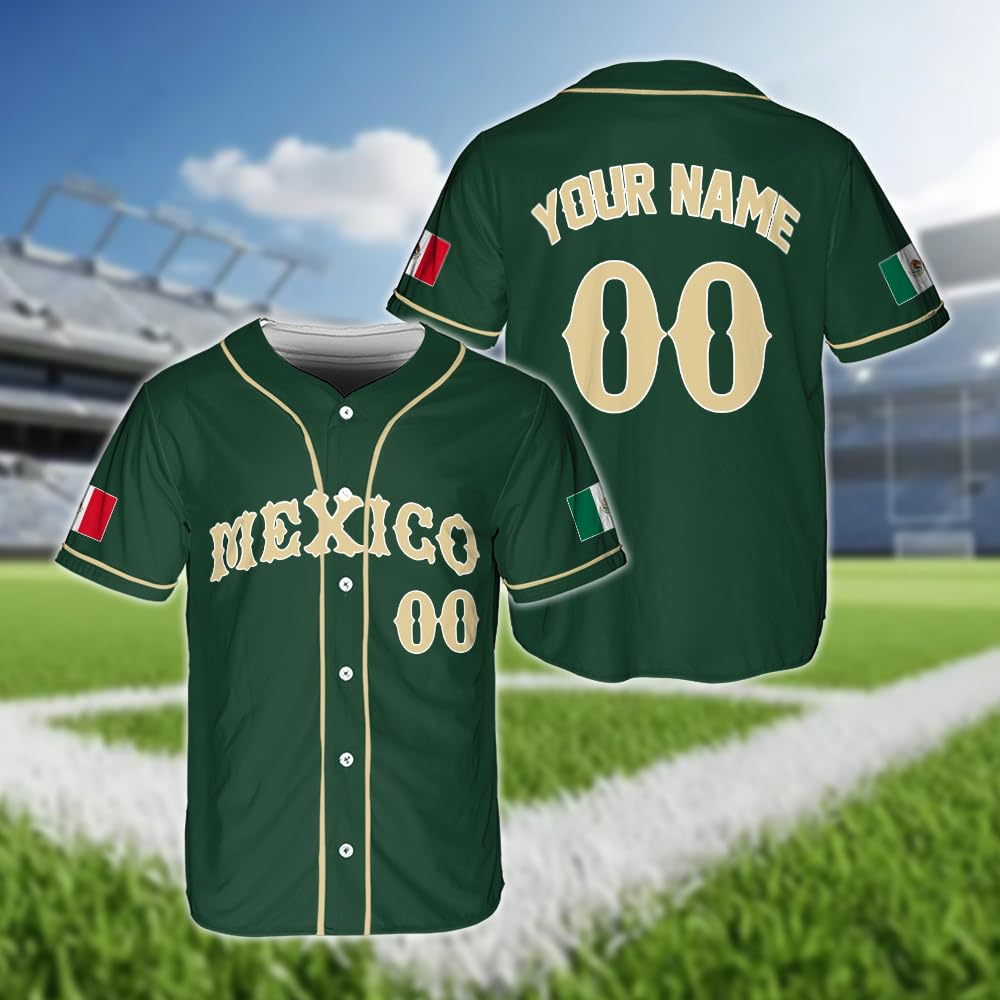 Hot Mexican Flag Baseball Jers - Summer Clothing Name avis et prix