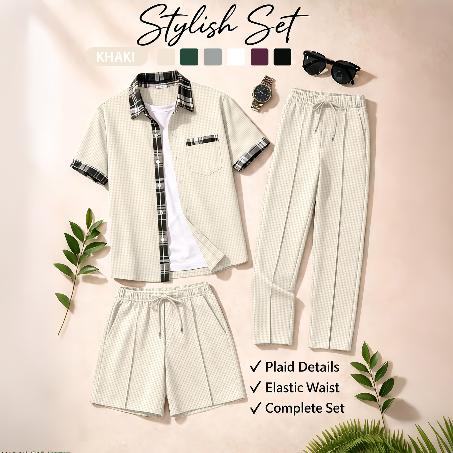 Men's 3 Piece Waffle Knit Trac - Summer Clothing Essentials avis et prix