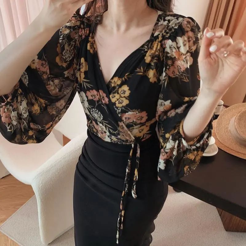 Japan Style Vintage Floral Blo - Crop Blouse Linen avis et prix