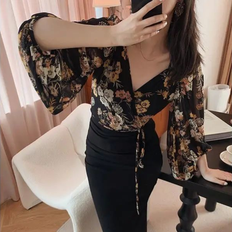 Japan Style Vintage Floral Blo - Crop Blouse Linen avis et prix