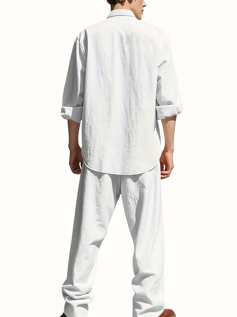Men's White Linen Suit Set Lon - Summer Clothing Essentials avis et prix