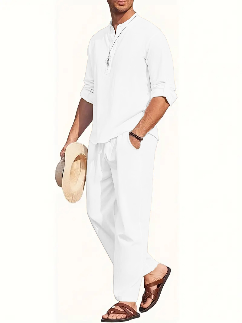 Men's White Linen Suit Set Lon - Summer Clothing Essentials avis et prix