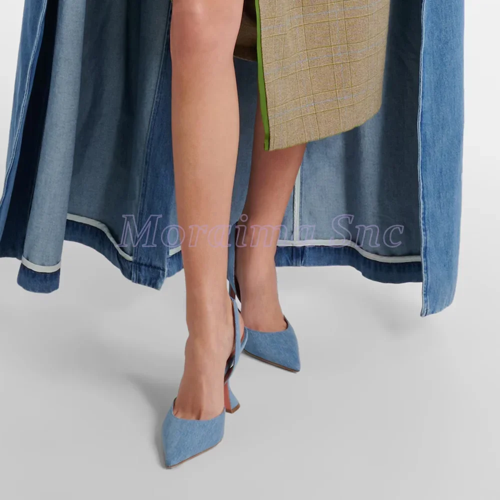 Denim Pointed Toe Sandals Wine - Summer Clothing Ladies avis et prix