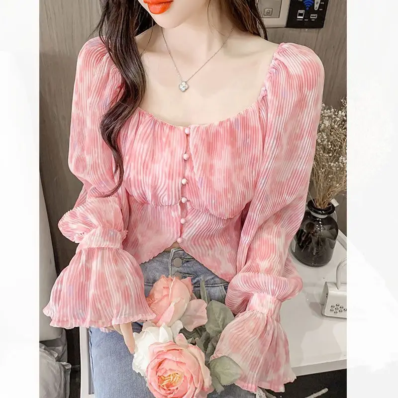 Sexy Kawaii Sweet Square Neck  - Crop Blouse Linen avis et prix