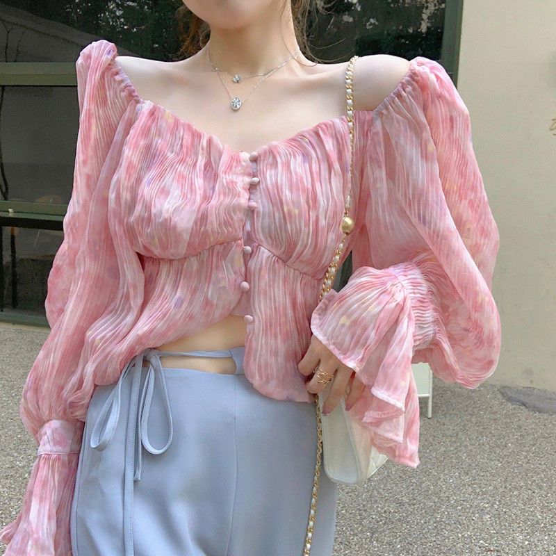 Sexy Kawaii Sweet Square Neck  - Crop Blouse Linen avis et prix