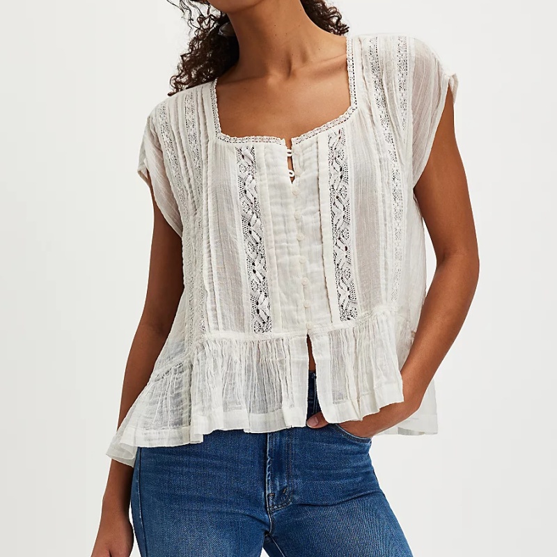 Womens Vintage Tank Crop Top L - Crop Blouse Linen avis et prix