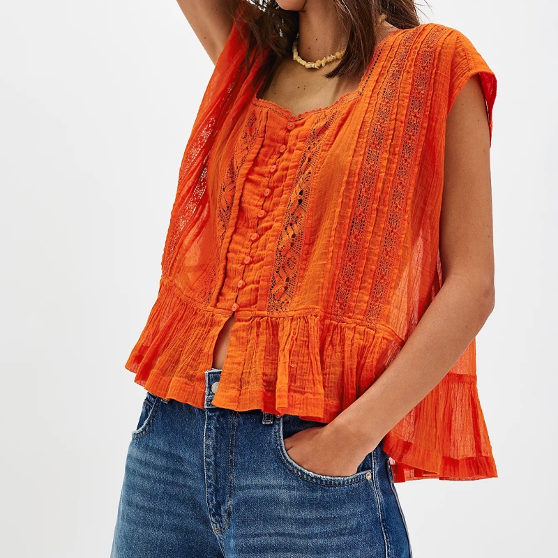 Womens Vintage Tank Crop Top L - Crop Blouse Linen avis et prix