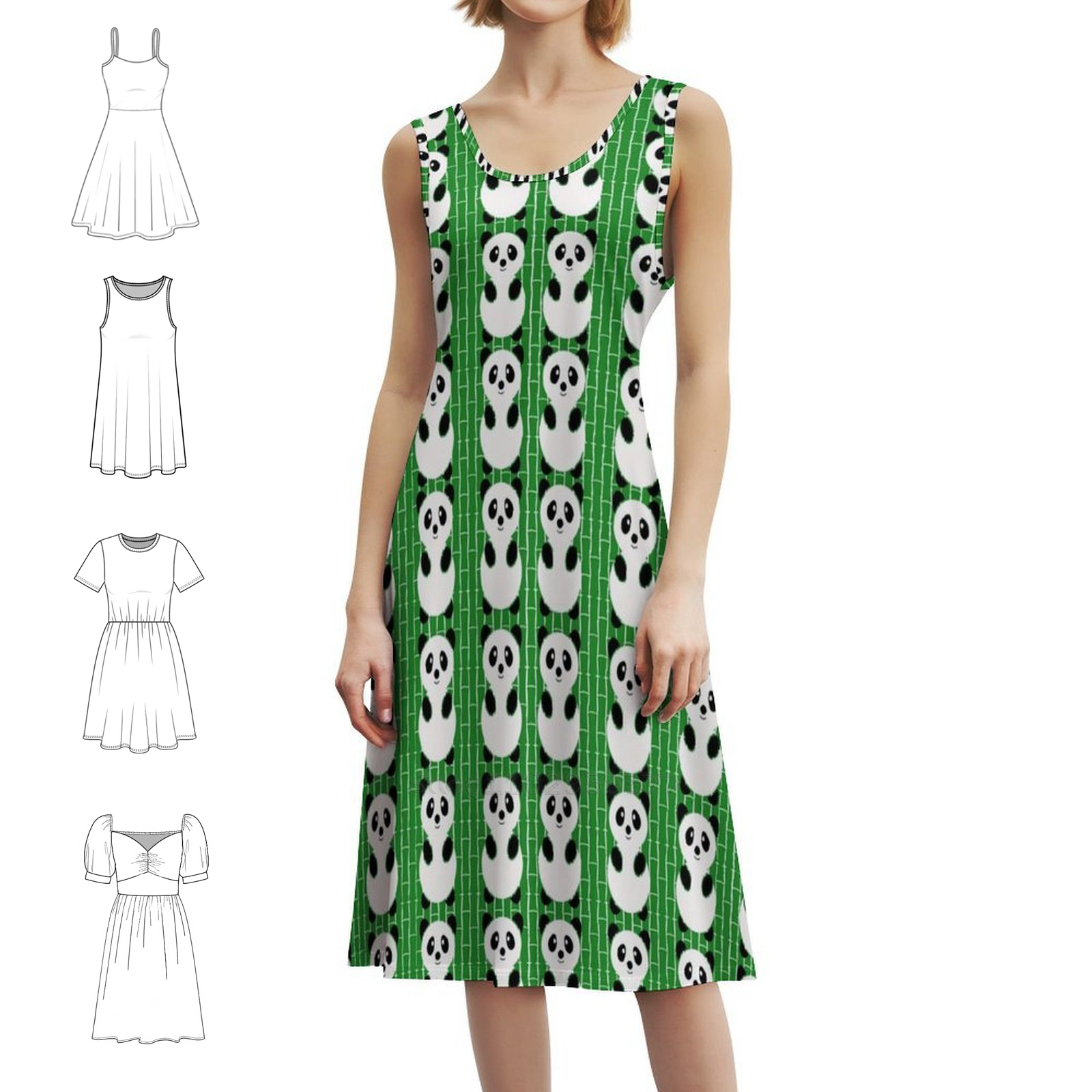 Panda Pattern Boho Chic Dress  - Summer Clothing For A Beach avis et prix