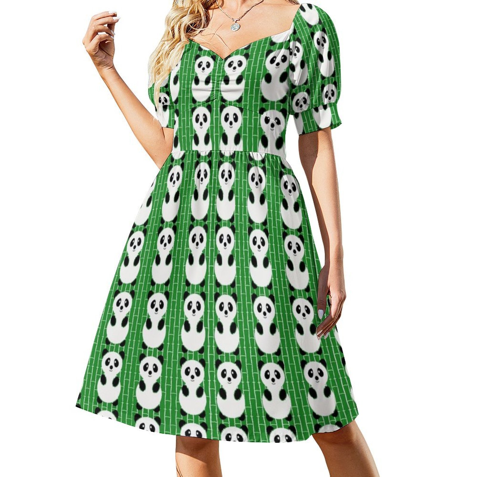 Panda Pattern Boho Chic Dress  - Summer Clothing For A Beach avis et prix