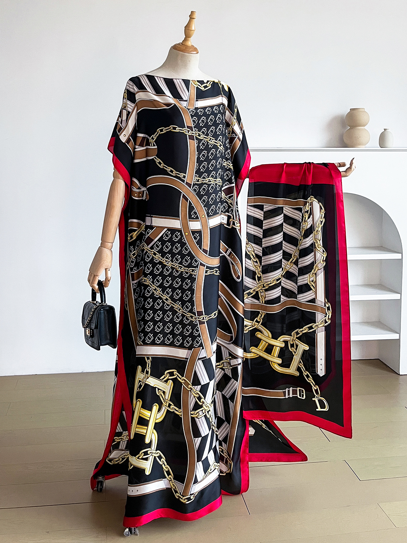 Popular Chain Print Boat Neck  - Summer Clothing Hijab avis et prix