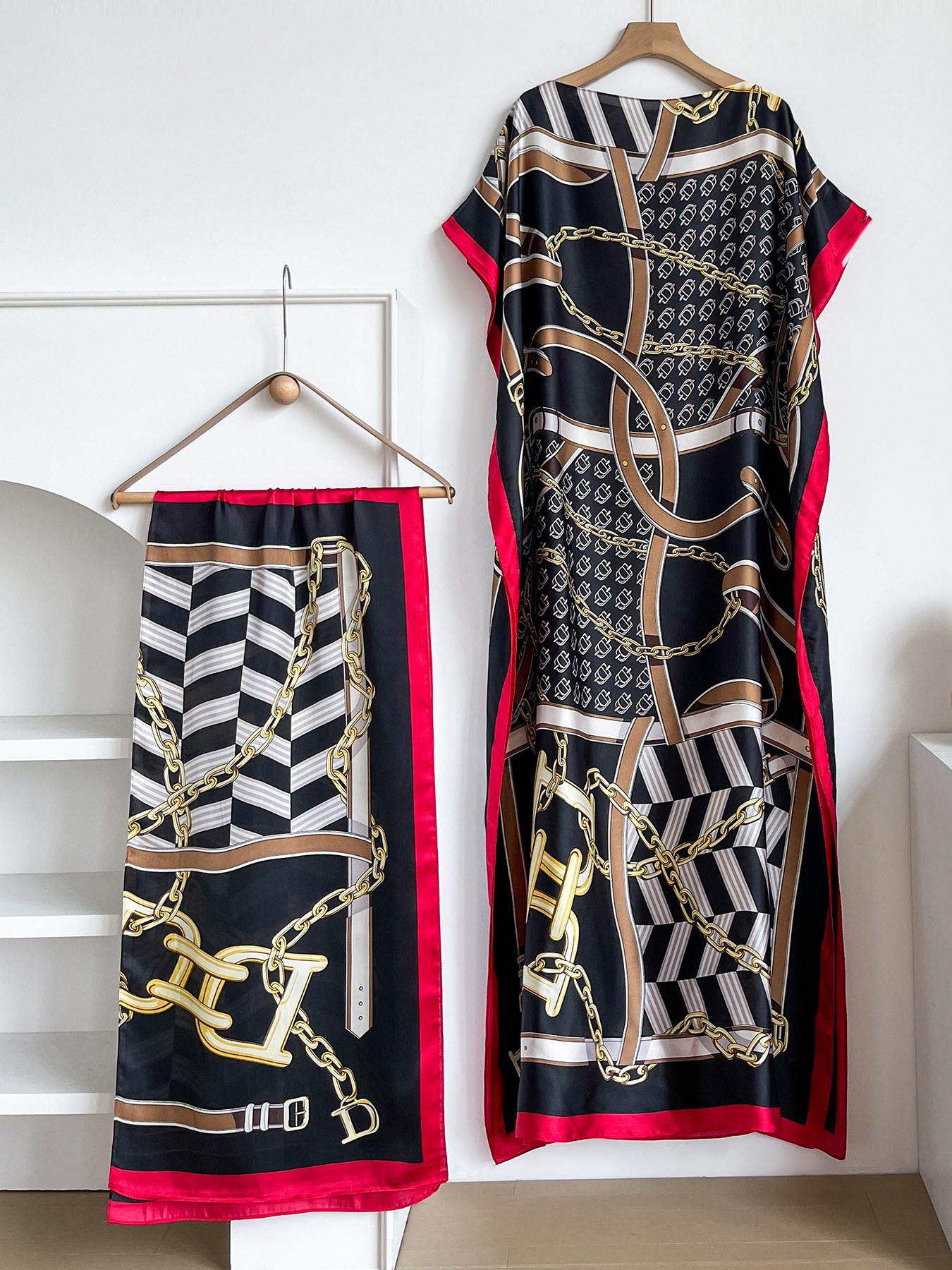 Popular Chain Print Boat Neck  - Summer Clothing Hijab avis et prix