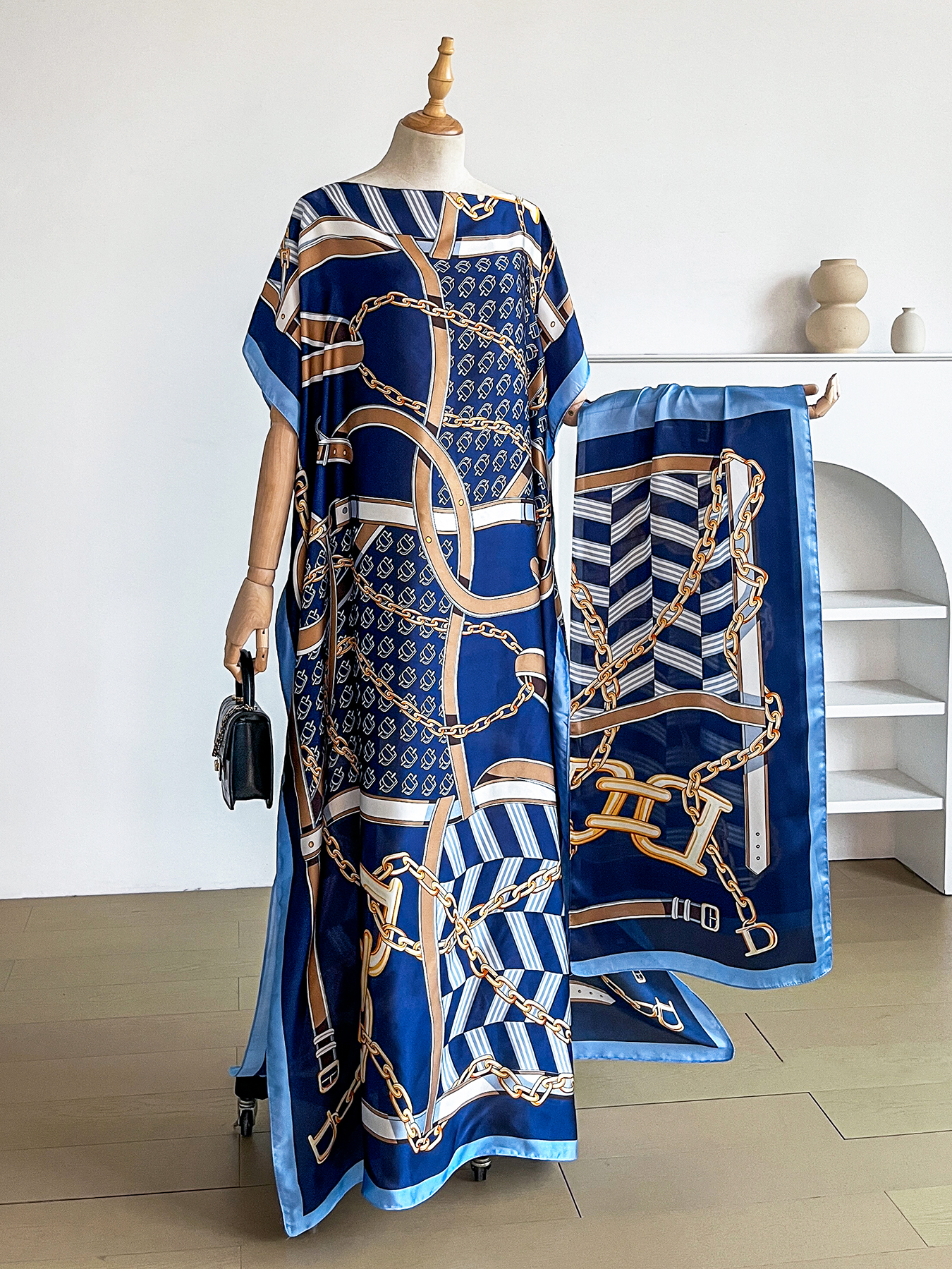 Popular Chain Print Boat Neck  - Summer Clothing Hijab avis et prix