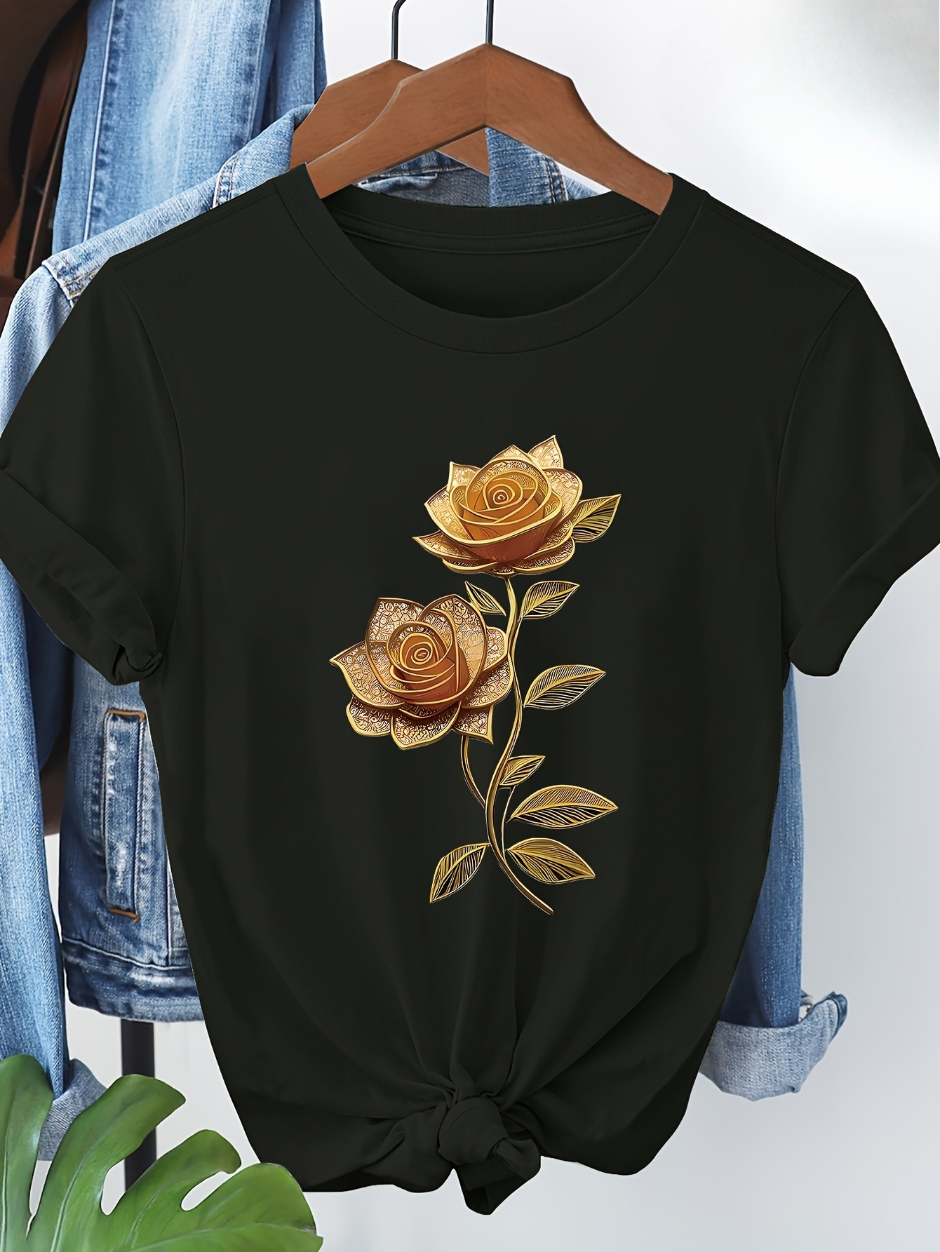 Women's Floral T-Shirt Golden  - Soft Summer Yellow Clothing avis et prix