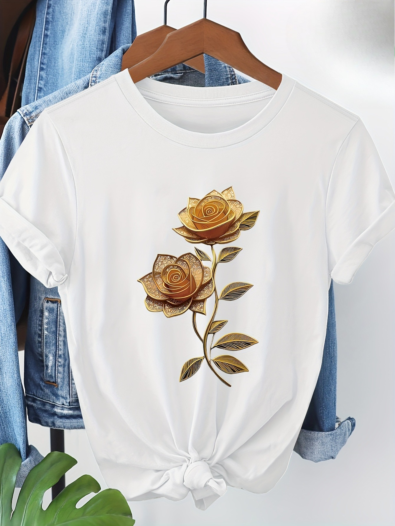 Women's Floral T-Shirt Golden  - Soft Summer Yellow Clothing avis et prix