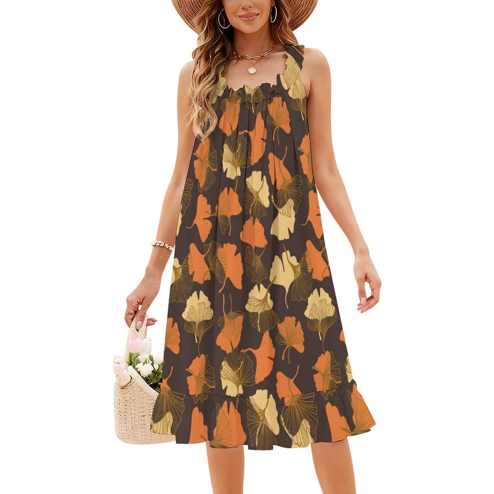 Fall Leaves Bohemian Sleeveles - Summer Clothing For A Beach avis et prix