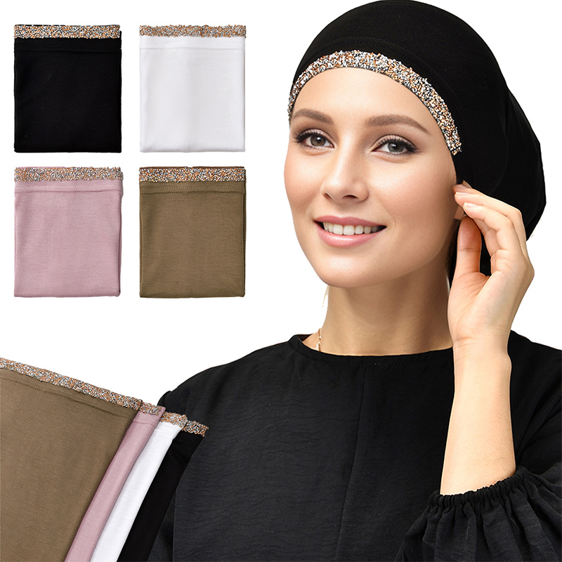 4/Pcs Modal Cotton Rhinestone  - Summer Clothing Hijab avis et prix