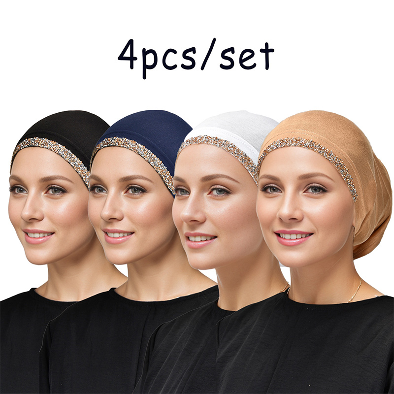 4/Pcs Modal Cotton Rhinestone  - Summer Clothing Hijab avis et prix