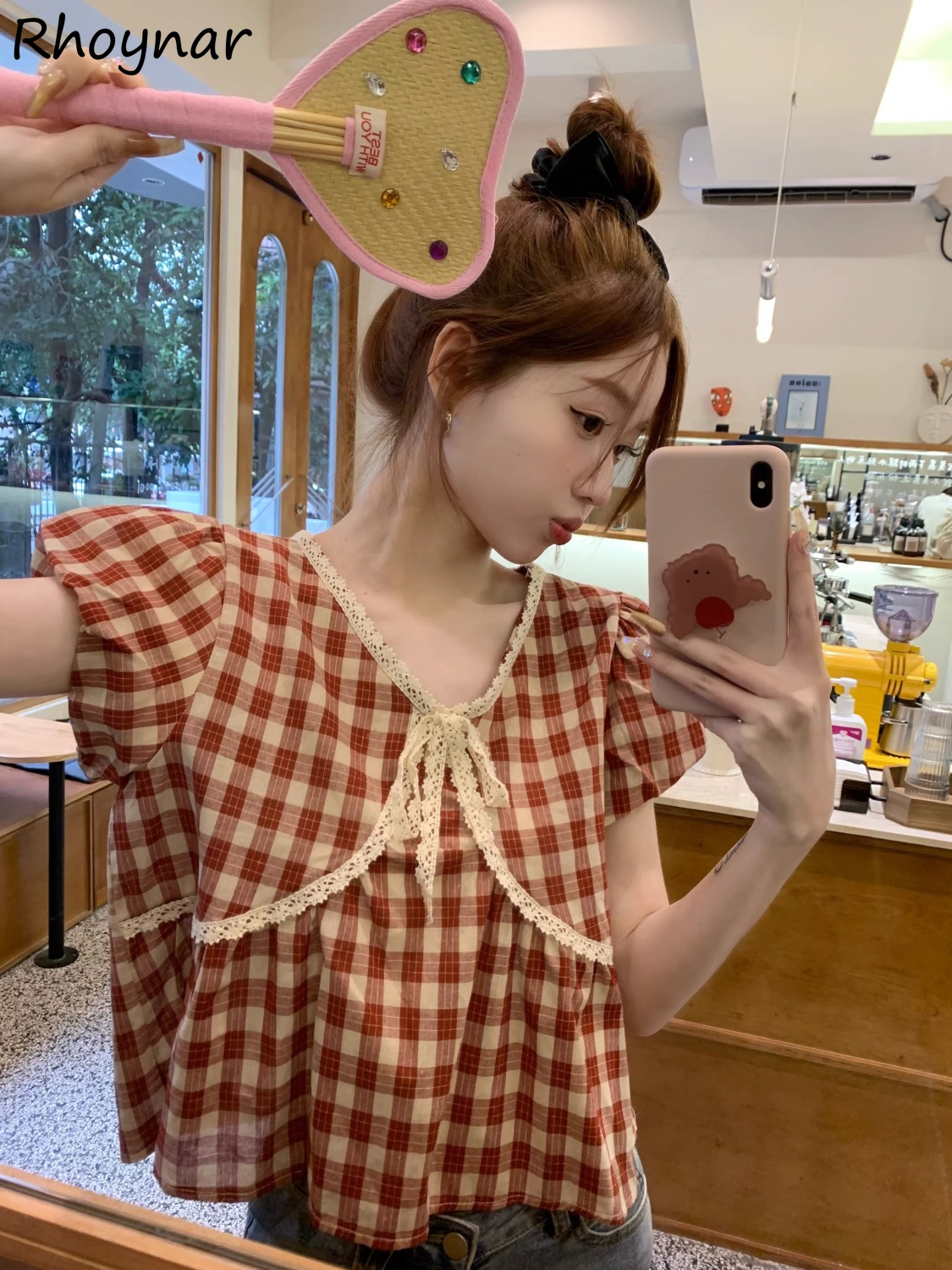 Blouses Women Plaid Vintage Li - Crop Blouse Linen avis et prix