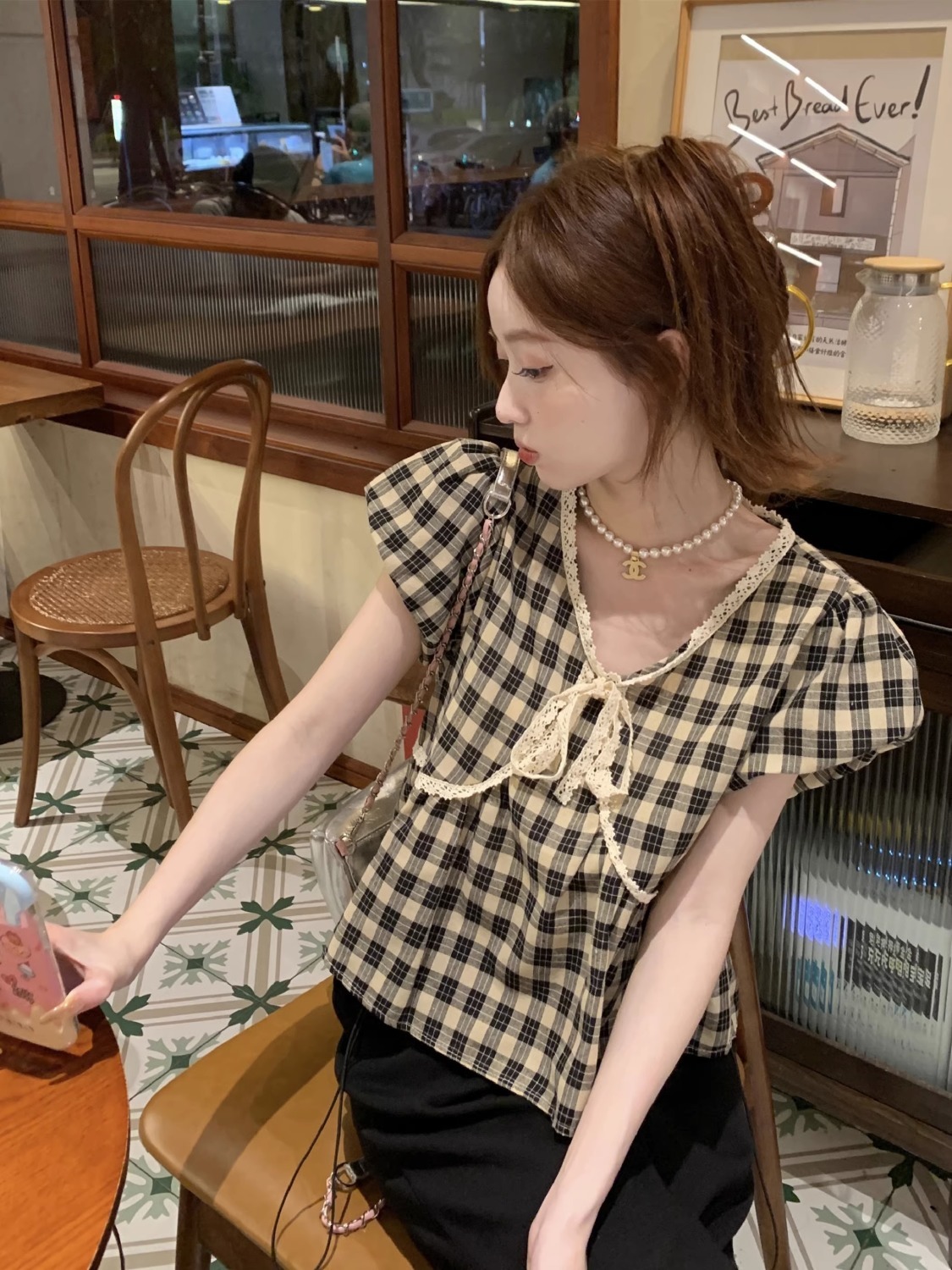 Blouses Women Plaid Vintage Li - Crop Blouse Linen avis et prix