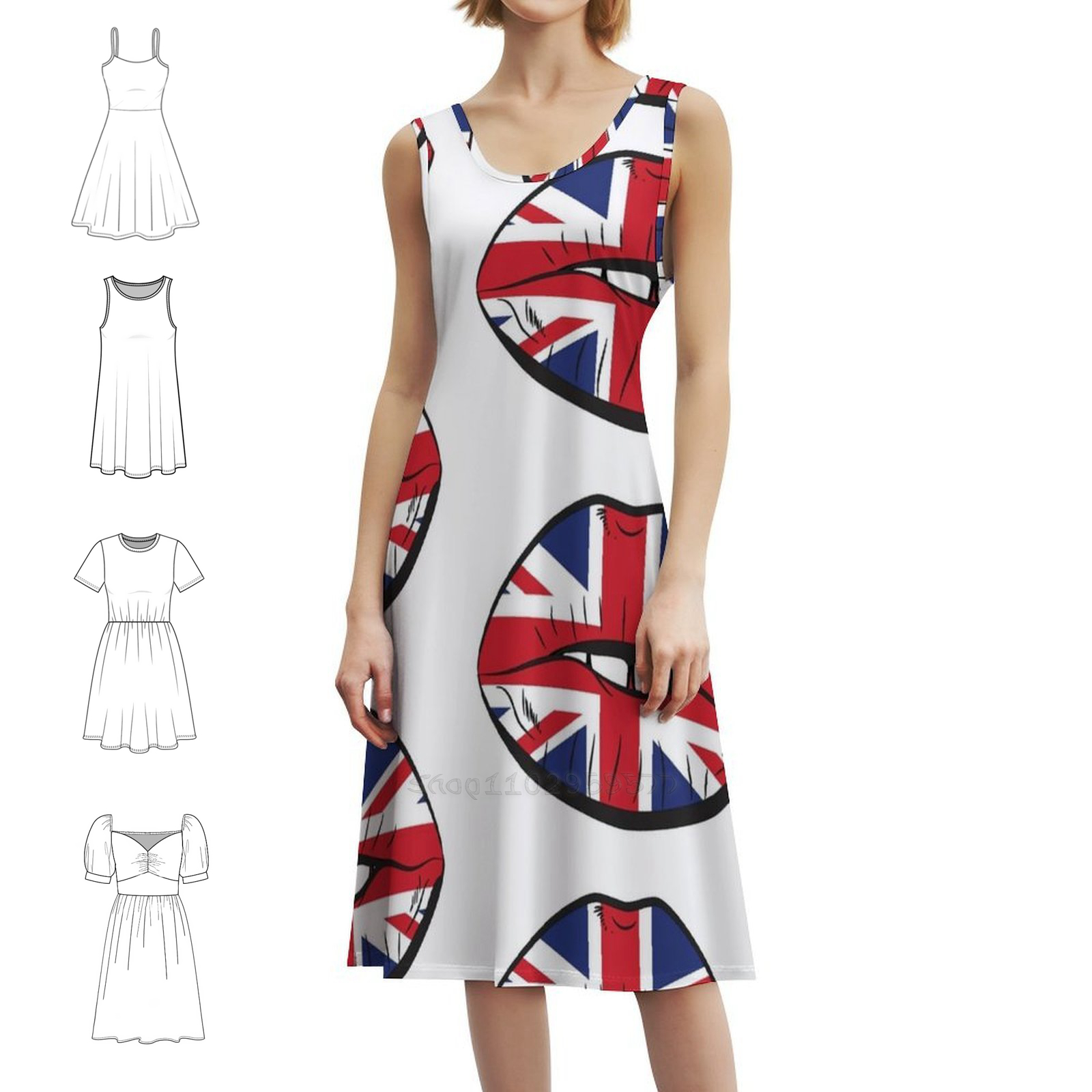 British Flag Fan Lips Uk Fan U - Womens Summer Clothing Uk avis et prix