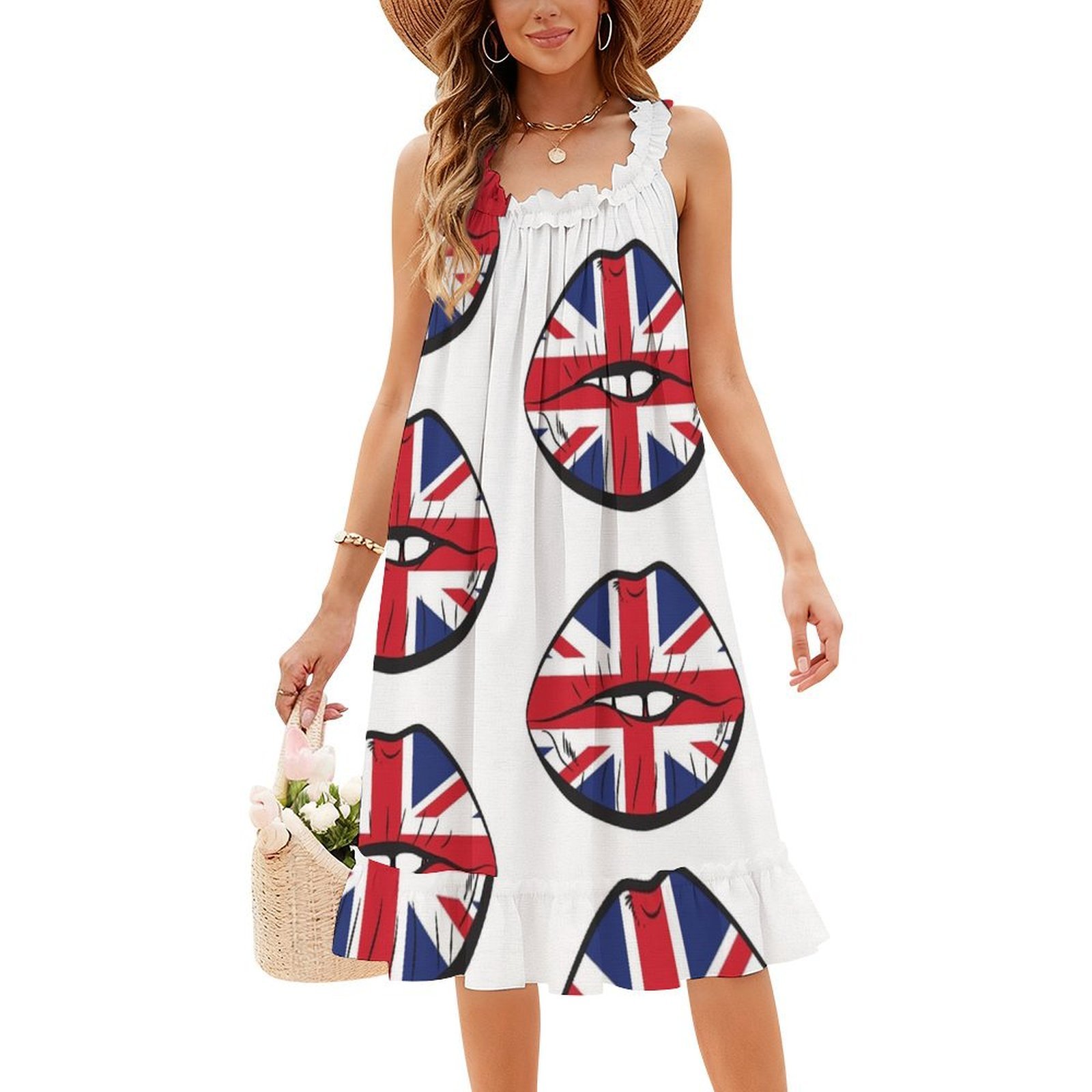 British Flag Fan Lips Uk Fan U - Womens Summer Clothing Uk avis et prix