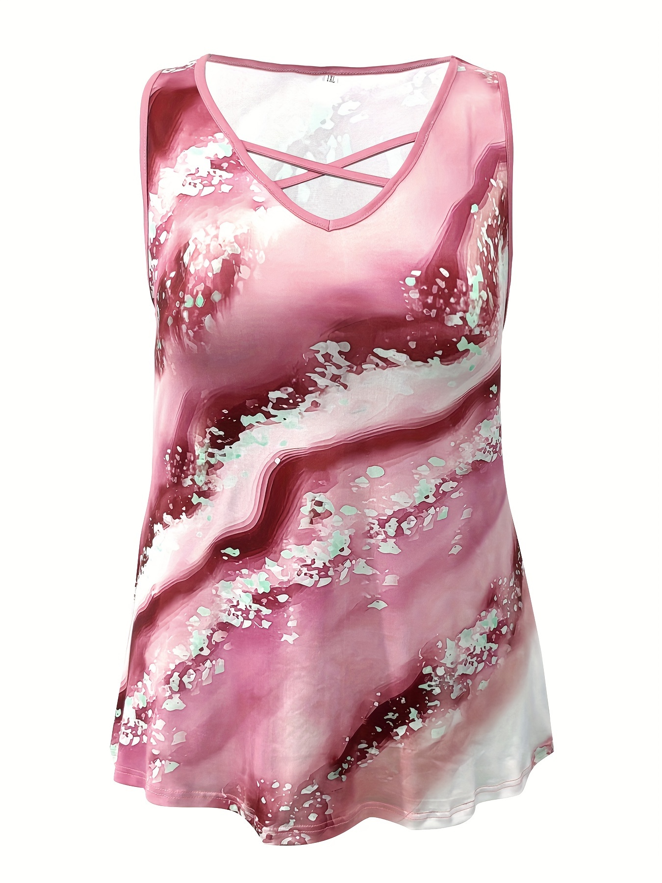 Plus Size Marble Print Tank To - Summer Clothing For Plus Size Women avis et prix