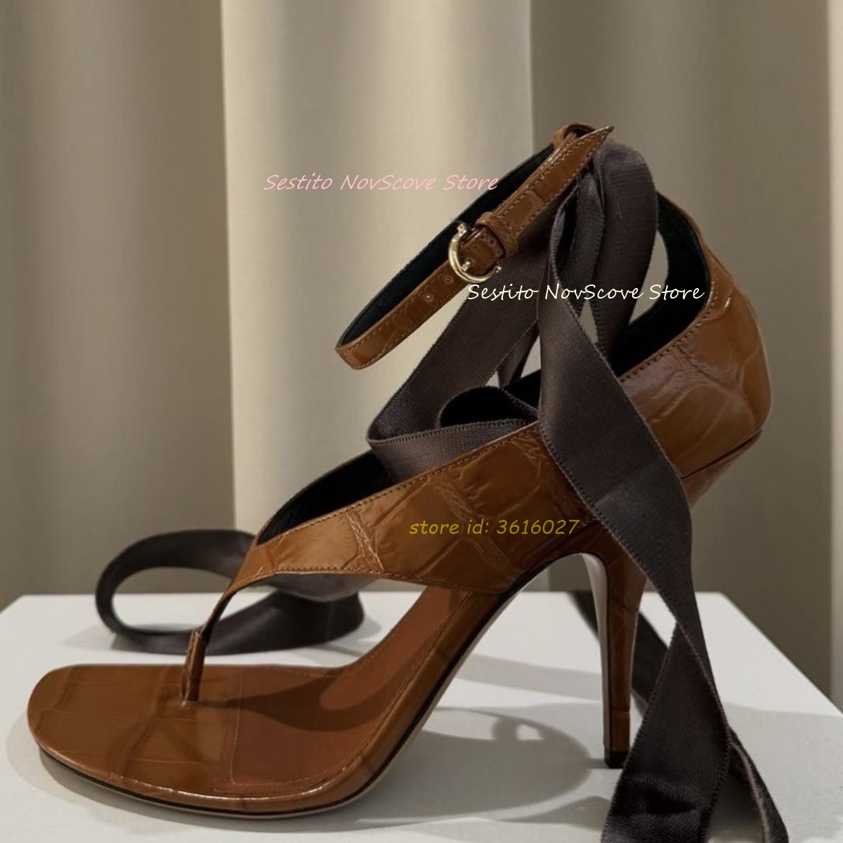 Brown Open Toe Lace Up Sandals - Summer Clothing Ladies avis et prix