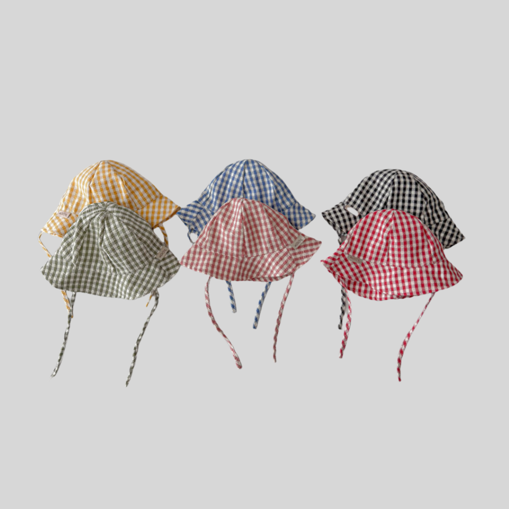 Ins Style Plaid Baby Bucket Ha - Sun Hat Wide Brim avis et prix