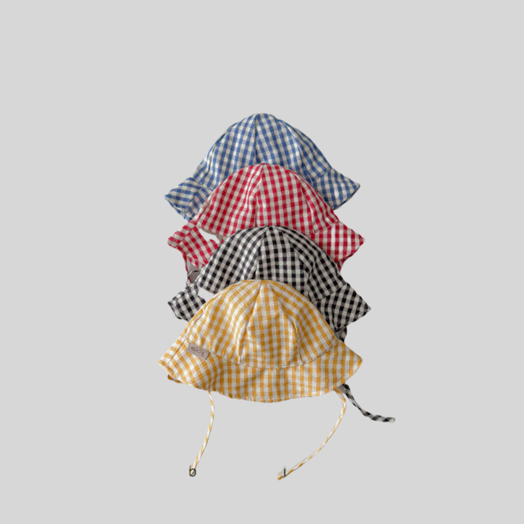 Ins Style Plaid Baby Bucket Ha - Sun Hat Wide Brim avis et prix